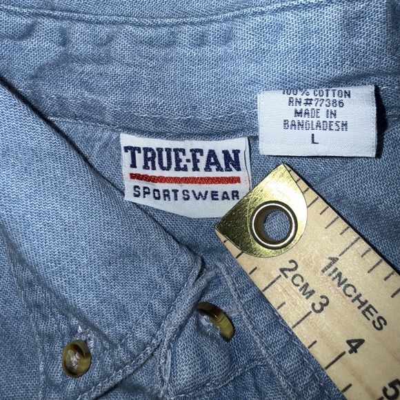 Dallas Cowboys Shirt Mens Large Blue NFL Football True Fan Sportswear Denim - Picture 7 of 8